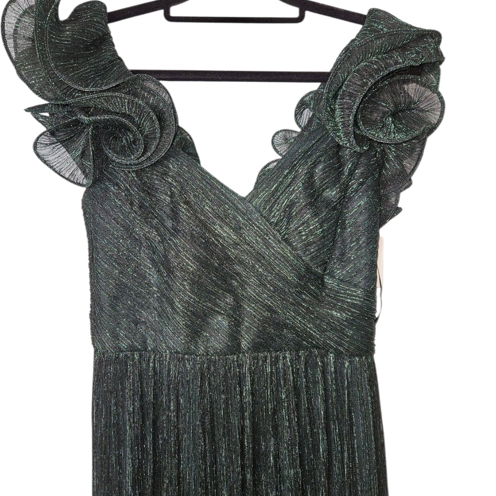 After Six Evergreen Metallic Gown, Size Small, NWOT - Picture 4 of 7